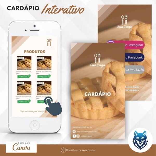 Cardápio Com Imagem Grande Na Capa Bege | Template Editável | Canva