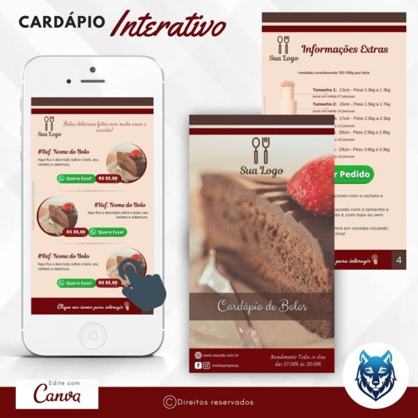 Cardápio Vermelho Para Confeitaria e Confeiteiras | Template Editável | Canva