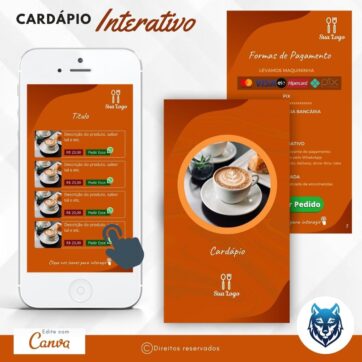 Cardápio Laranja Para Cafés, Padaria e Restaurantes | Template Editável | Canva
