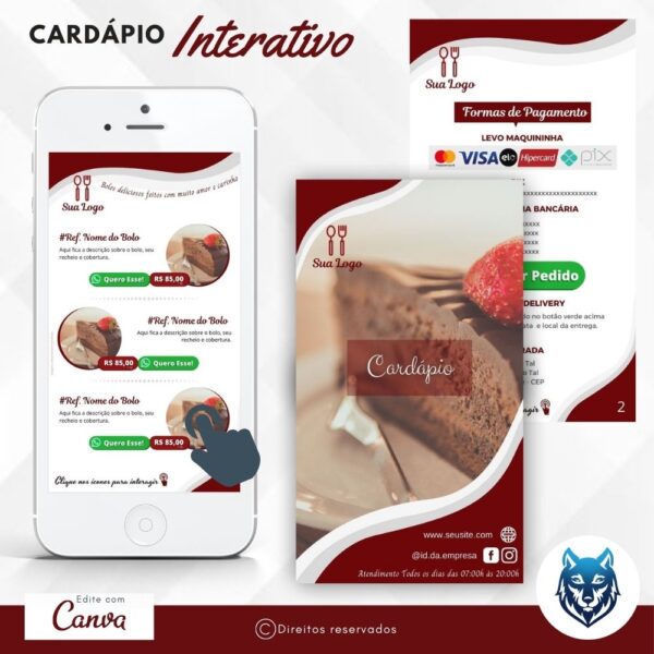 Cardápio Vermelho Para Confeitaria e Confeiteiras | Template Editável | Canva