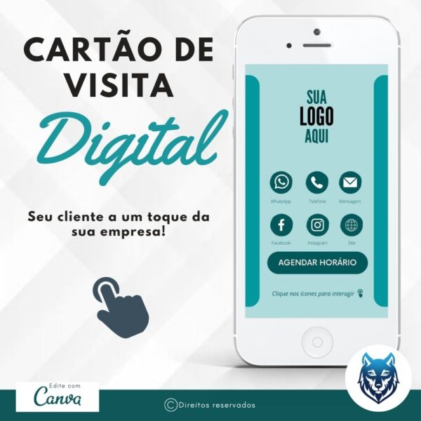 Cartão de Visitas Digital Interativo Verde Claro e Escuro Pastel | Template Editável | Canva