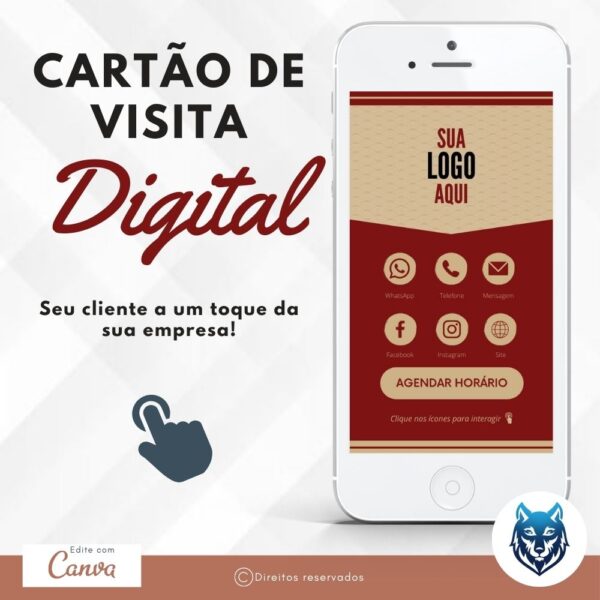 Cartão de Visitas Digital Interativo Vermelho Vinho e Bege com Textura | Template Editável | Canva