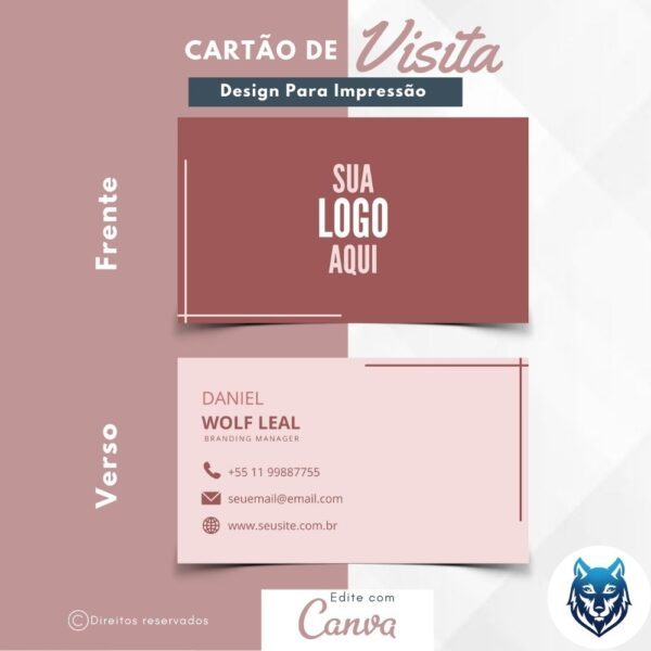 Design p/ Cartão de Visitas Rosa Escuro | Template Editável | Canva