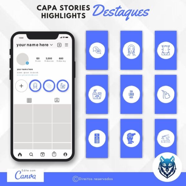 Design Destaque Highlights Stories P/ Negócios Relacionados a Estética | Template Editável | Canva