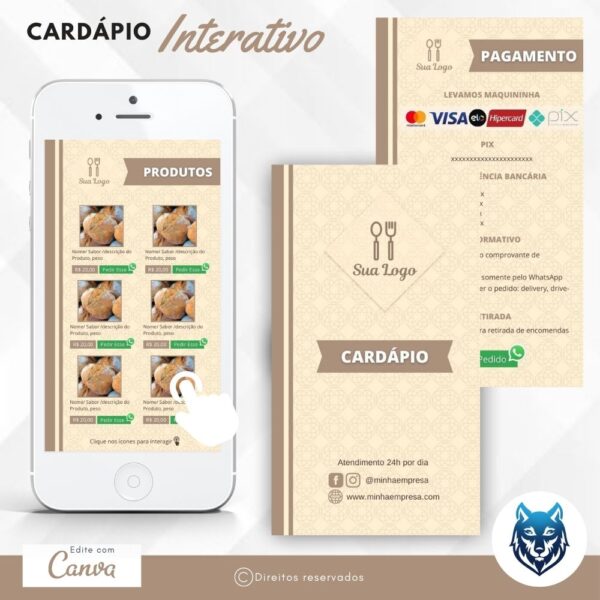 Cardápio Bege Com Traços Clássicos | Template Editável | Canva