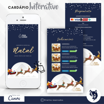 Edição Especial | Cardápio Digital Magia Noturna de Natal | Tema Natal | Template Editável | Canva