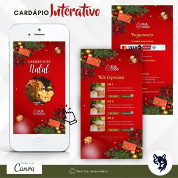 Edição Especial | Cardápio Digital Panetone Espírito Natalino | Tema Natal | Template Editável | Canva