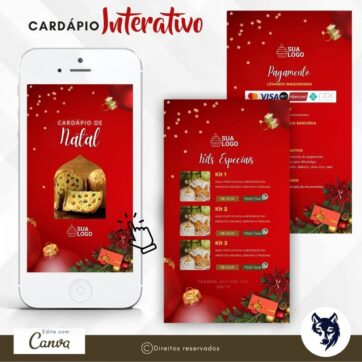 Edição Especial | Cardápio Digital Panetone Magia de Natal | Tema Natal | Template Editável | Canva
