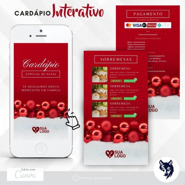 Edição Especial | Cardápio Digital Esplêndido Natal | Tema Natal | Template Editável | Canva