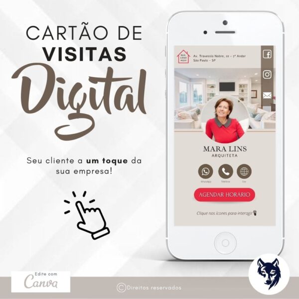 Cartão de Visitas Digital Interativo | Engenheiros e Arquitetos | Cores Marrom e Cinza Sofisticado | Template Editável | Canva