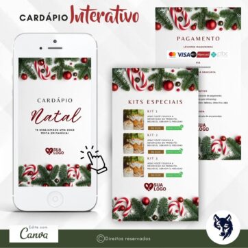 Edição Especial | Cardápio Digital Envolvência de Natal | Tema Natal | Template Editável | Canva