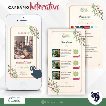 Edição Especial | Cardápio Digital Tema Natal | Template Editável | Canva