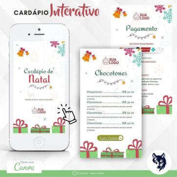 Edição Especial | Cardápio Digital Alegria de Natal | Menu Básico | Tema Natal | Template Editável | Canva