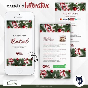 Edição Especial | Cardápio Digital Envolvência de Natal | Menu Básico | Tema Natal | Template Editável | Canva