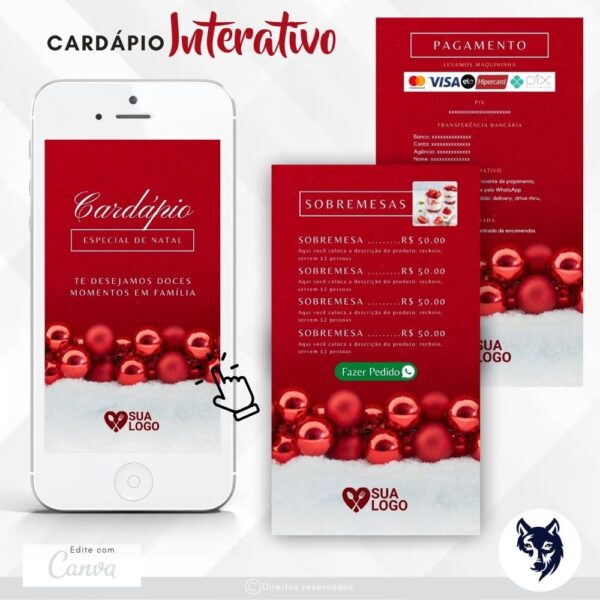 Edição Especial | Cardápio Digital Esplêndido Natal | Menu Básico | Tema Natal | Template Editável | Canva