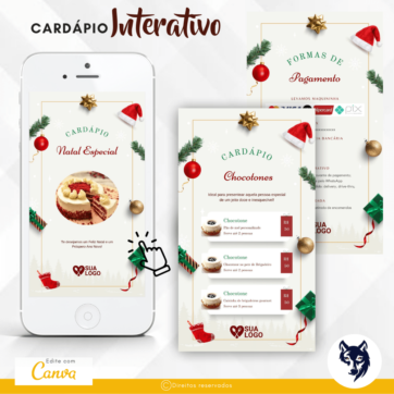Edição Especial | Cardápio Digital Merry Christimas | Template Editável | Canva