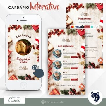Edição Especial | Cardápio Digital Luxo Tema Natal | Template Editável | Canva