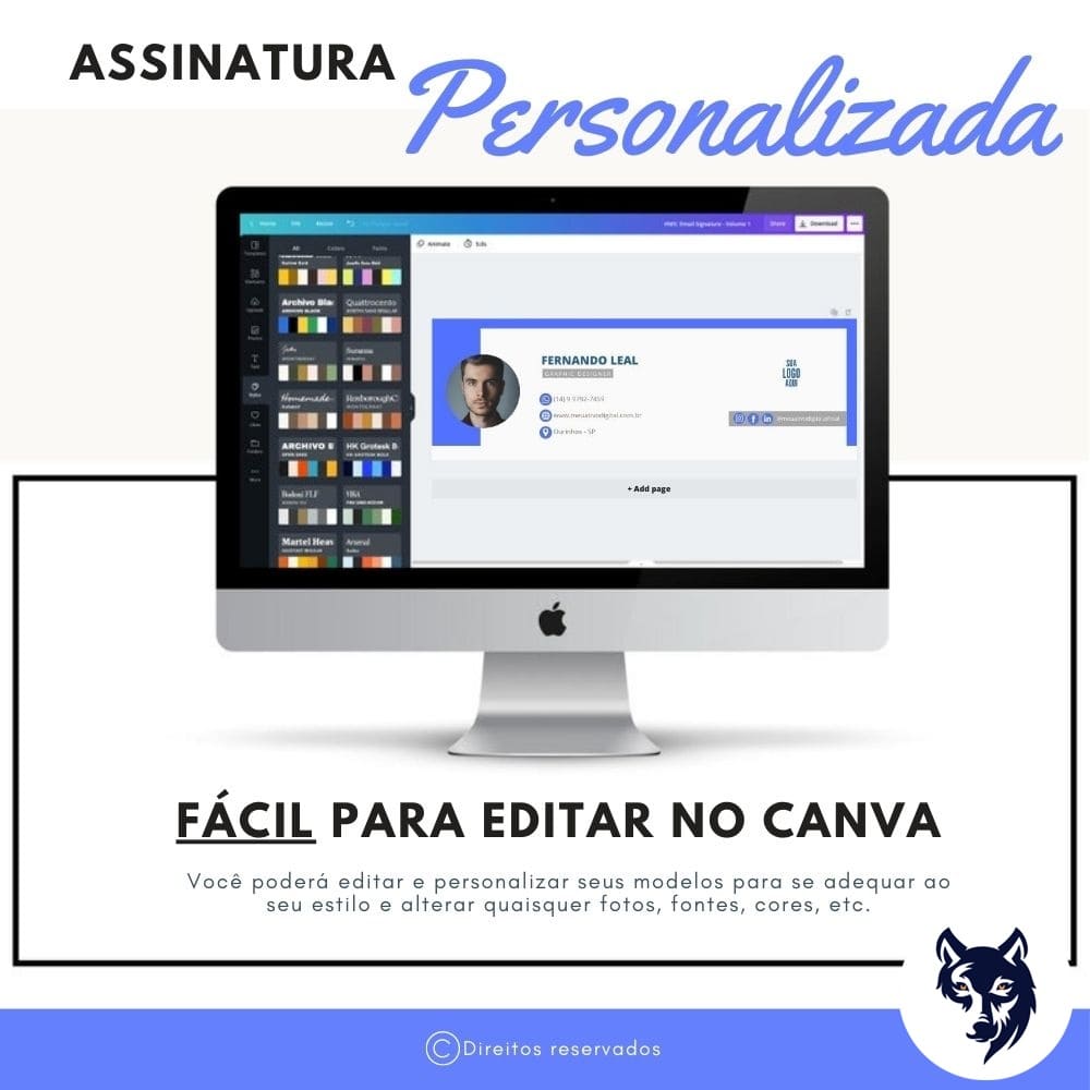 Assinatura De Email Editável Gradiente Azul Template Para Negócios Canva Alcateia Criativa 1818