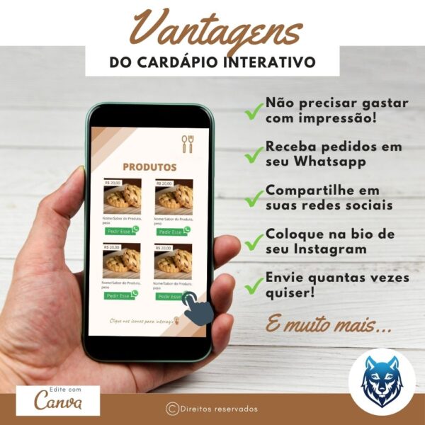 Cardápio Com Imagem Grande Na Capa Bege | Template Editável | Canva