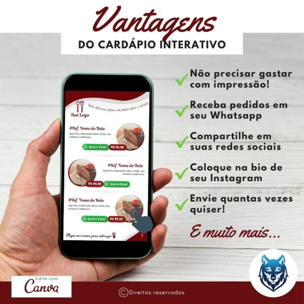 Cardápio Vermelho Para Confeitaria e Confeiteiras | Template Editável | Canva