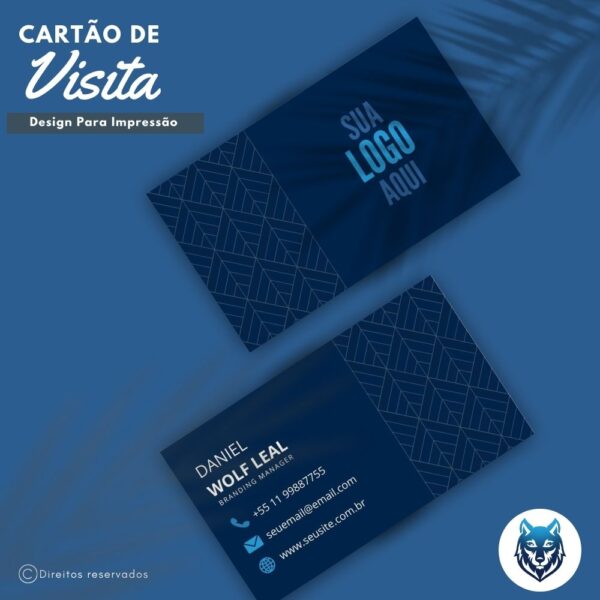 Design p/ Cartão de Visitas Azul Escuro Com Textura Sofisticado | Template Editável | Canva