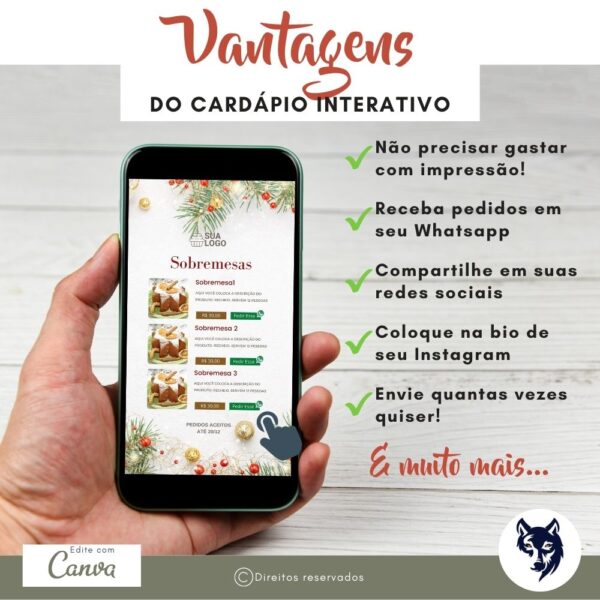 Edição Especial | Cardápio Digital Panetone Natal Elegante | Tema Natal | Template Editável | Canva