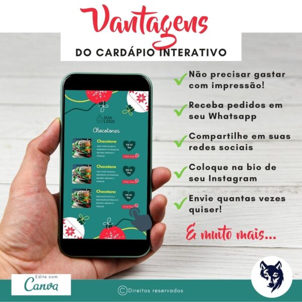 Edição Especial | Cardápio Digital Verde Tema Natal | Template Editável | Canva