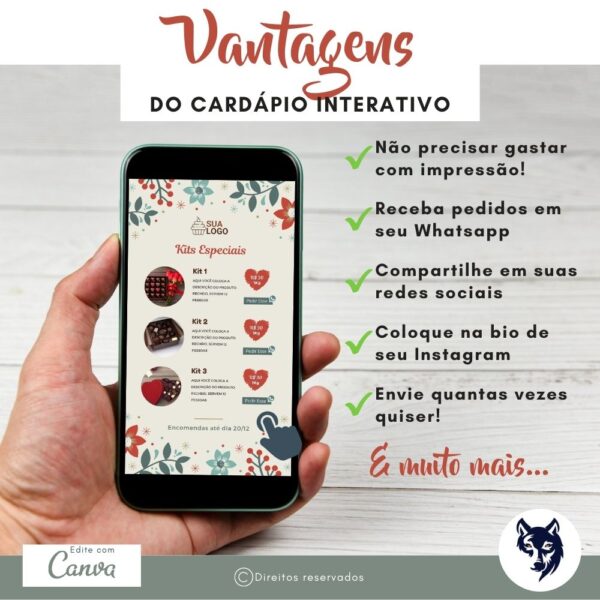 Edição Especial | Cardápio Digital Panetone Tema Natal | Template Editável | Canva