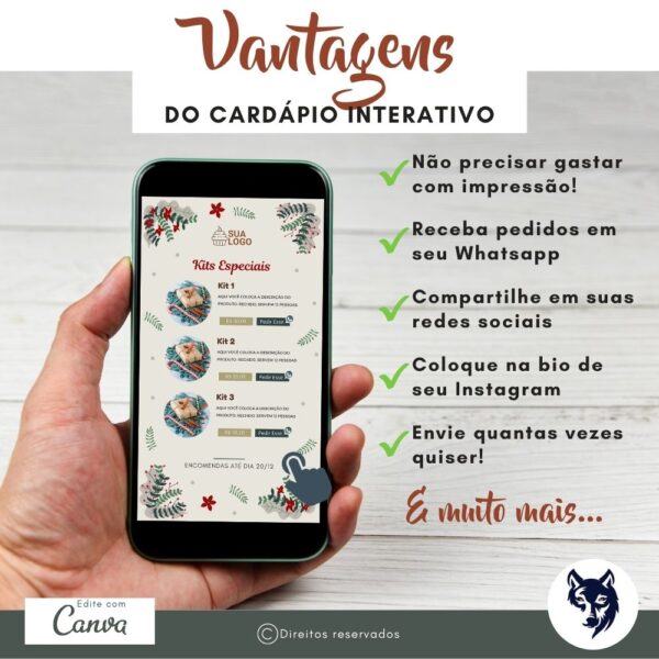 Edição Especial | Cardápio Digital Requinte Panetone Tema Natal | Template Editável | Canva