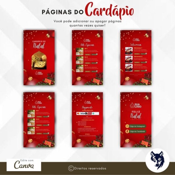 Edição Especial | Cardápio Digital Panetone Magia de Natal | Tema Natal | Template Editável | Canva