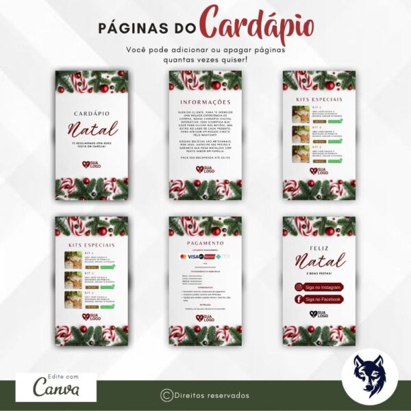 Edição Especial | Cardápio Digital Envolvência de Natal | Tema Natal | Template Editável | Canva