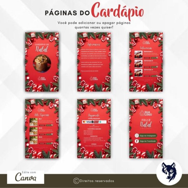 Edição Especial | Cardápio Digital Panetone Harmonia de Natal | Tema Natal | Template Editável | Canva