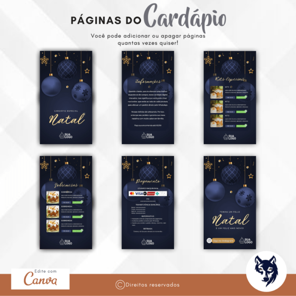 Edição Especial | Cardápio Digital Natal Noite Feliz | Tema Natal | Template Editável | Canva