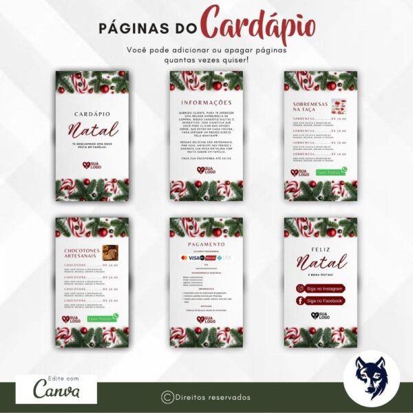 Edição Especial | Cardápio Digital Envolvência de Natal | Menu Básico | Tema Natal | Template Editável | Canva