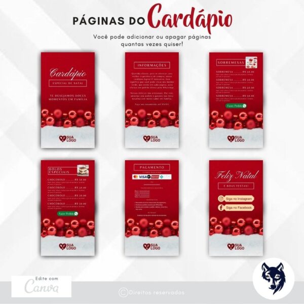 Edição Especial | Cardápio Digital Esplêndido Natal | Menu Básico | Tema Natal | Template Editável | Canva