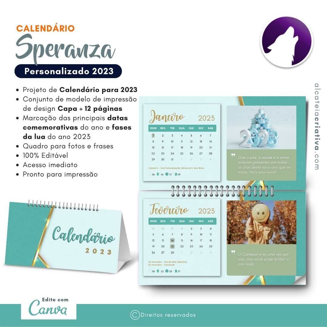 Calendário Speranza Personalizado 2023 | Principais Datas Comemorativas ...