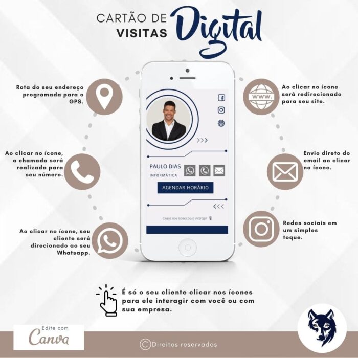 Cartão de Visitas Digital Interativo | Tecnologia e Programadores | Cores Azul e Prata | Template Editável | Canva - Image 4
