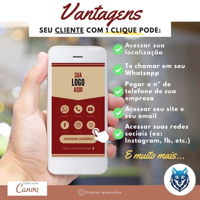 Cartão de Visitas Digital Interativo Vermelho Vinho e Bege com Textura | Template Editável | Canva - Image 2