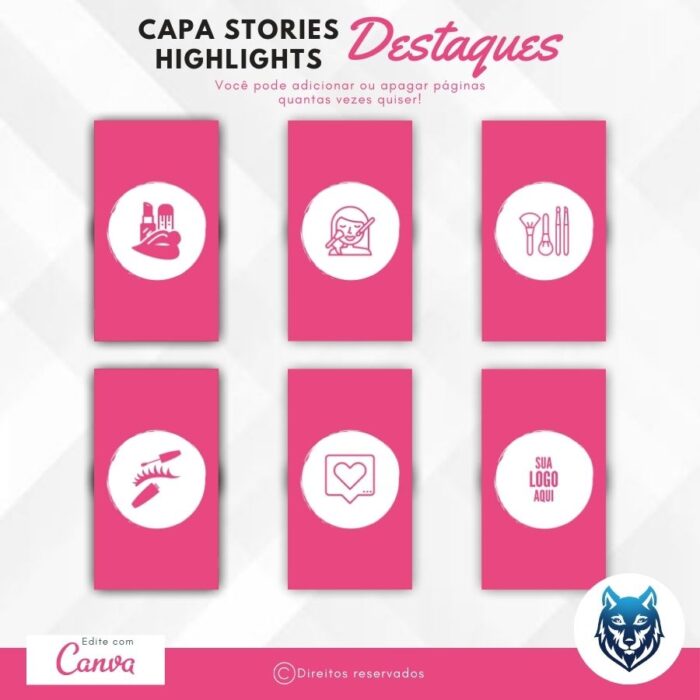 Design Destaque Highlights Stories P/ Salões e Estúdios Make Up Rosa | Template Editável | Canva - Image 3