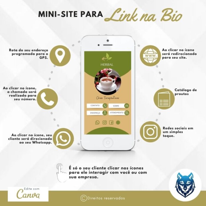 Mini-site editável Para Link Na Bio Para Chás Terapêuticos Produtos Naturais Medicinais| Instagram, TikTok | Template Editável Moderno | Canva - Image 4