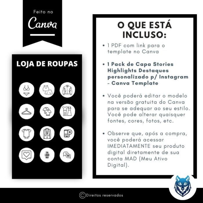 Design Destaque Highlights Stories P/ Lojas de Roupas e Acessórios Preto | Template Editável | Canva - Image 4