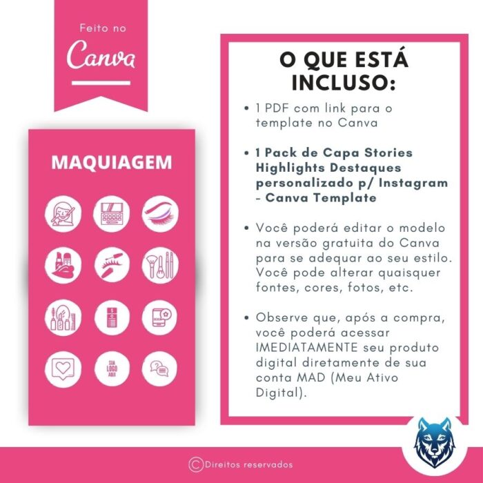 Design Destaque Highlights Stories P/ Salões e Estúdios Make Up Rosa | Template Editável | Canva - Image 5