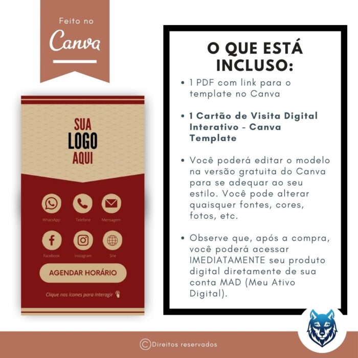 Cartão de Visitas Digital Interativo Vermelho Vinho e Bege com Textura | Template Editável | Canva - Image 5