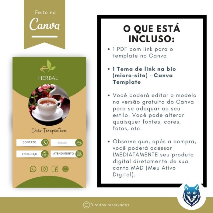 Mini-site editável Para Link Na Bio Para Chás Terapêuticos Produtos Naturais Medicinais| Instagram, TikTok | Template Editável Moderno | Canva - Image 5