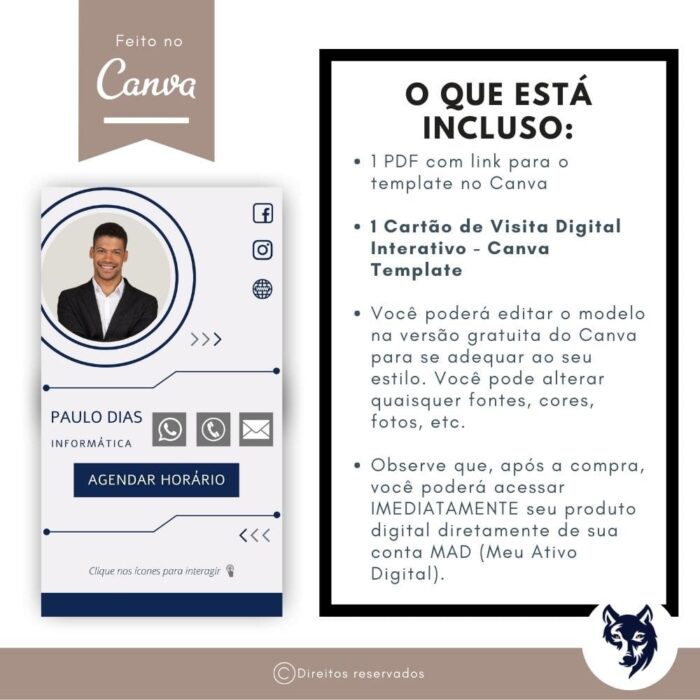 Cartão de Visitas Digital Interativo | Tecnologia e Programadores | Cores Azul e Prata | Template Editável | Canva - Image 6
