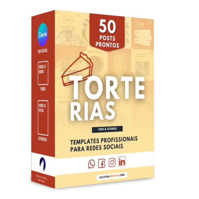 50 Posts Prontos Para Torterias | Social Media e Torterias | Instagram, Facebook e Whatsapp | V1 | Canva