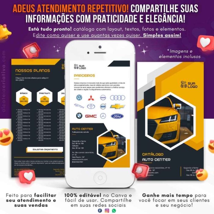 Catálogo Digital | Auto Center, Mecânica, Revendedor de Peças e Acessórios Automotivo | Amarelo e Cinza | Template Editável | Canva - Image 2