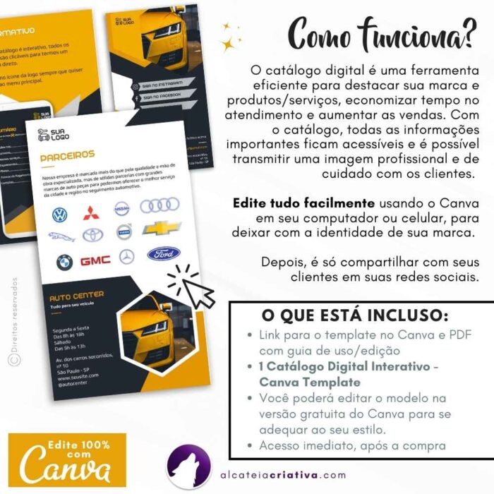 Catálogo Digital | Auto Center, Mecânica, Revendedor de Peças e Acessórios Automotivo | Amarelo e Cinza | Template Editável | Canva - Image 6