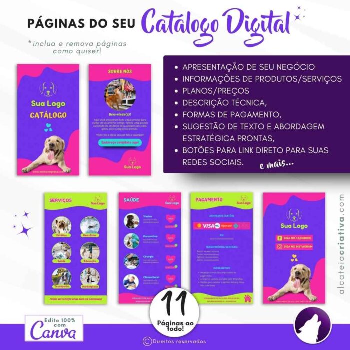 Catálogo digital interativo | Pet Shop Divertido | Template Canva | Catálogo Exclusivo  | Catálogo de Serviços para Pet Shop - Image 3