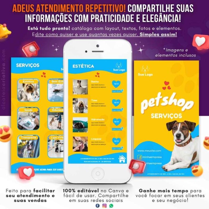 Catálogo digital interativo | Pet Shop Patinhas Feliz | Template Canva | Catálogo Exclusivo  | Catálogo de Serviços para Pet Shop - Image 2